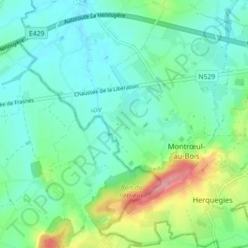 Mapa topográfico Barberie, altitud, relieve