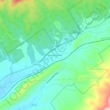 Mapa topográfico Augusta Springs, altitud, relieve