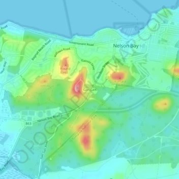 Mapa topográfico Gan Gan, altitud, relieve