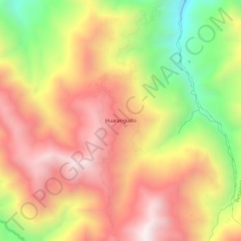 Mapa topográfico Huaranguillo, altitud, relieve