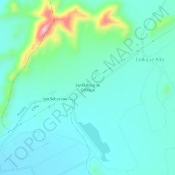 Mapa topográfico Santa Rosa de Collique, altitud, relieve