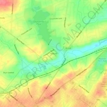 Mapa topográfico Holland, altitud, relieve