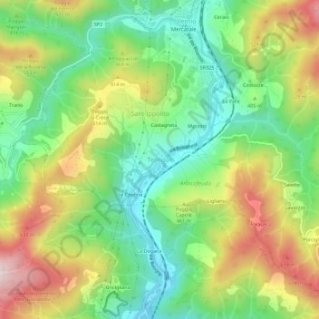 Mapa topográfico Terrigoli, altitud, relieve