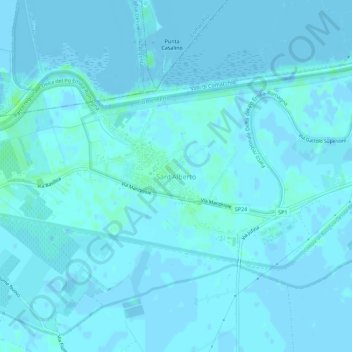 Mapa topográfico Sant'Alberto, altitud, relieve