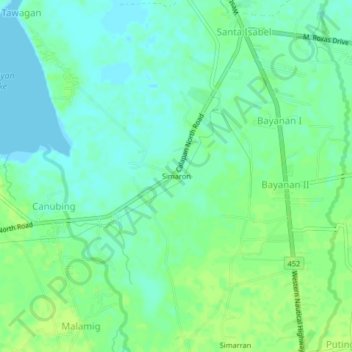 Mapa topográfico Simaron, altitud, relieve