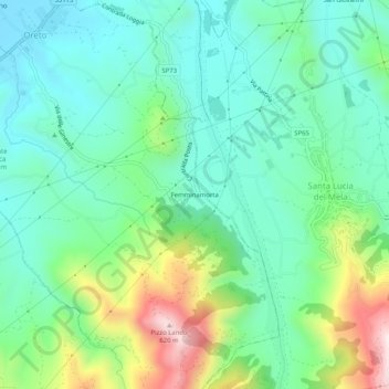 Mapa topográfico Femminamorta, altitud, relieve