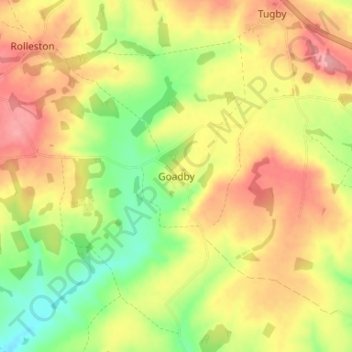 Mapa topográfico Goadby, altitud, relieve