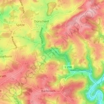 Mapa topográfico Broichhausen, altitud, relieve