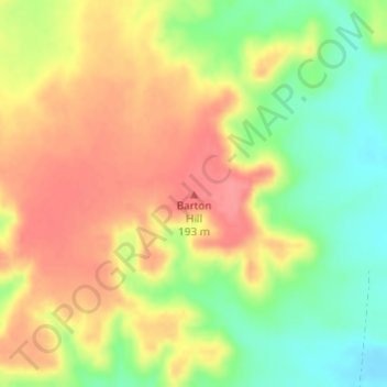 Mapa topográfico Barton Hill, altitud, relieve