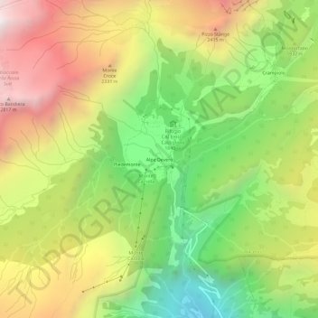 Mapa topográfico Alpe Devero, altitud, relieve