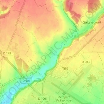 Mapa topográfico Rieux, altitud, relieve