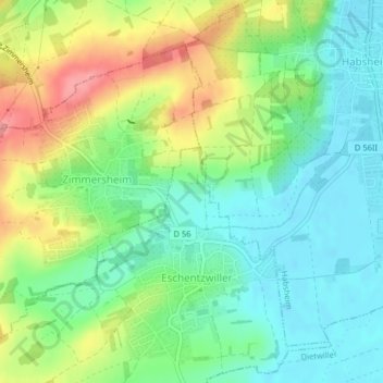 Mapa topográfico Bingle, altitud, relieve