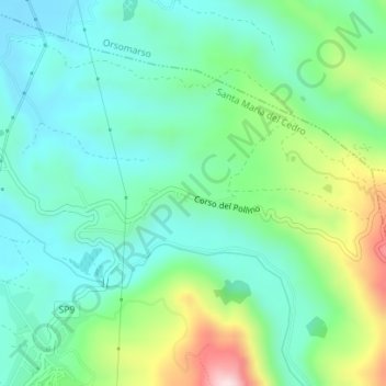 Mapa topográfico Pastina, altitud, relieve