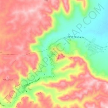 Mapa topográfico Chenini, altitud, relieve
