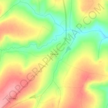 Mapa topográfico Oloana, altitud, relieve