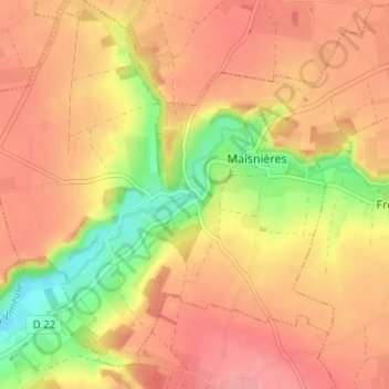 Mapa topográfico Visse, altitud, relieve