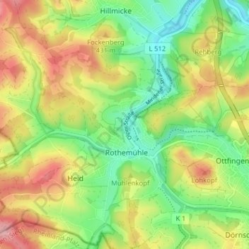 Mapa topográfico Hoffnung, altitud, relieve