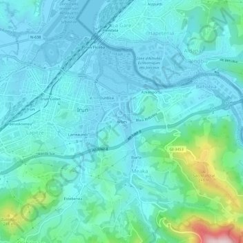 Mapa topográfico Arbes, altitud, relieve