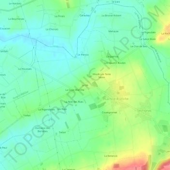 Mapa topográfico Le Bé, altitud, relieve