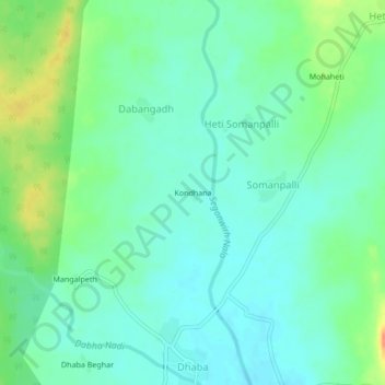 Mapa topográfico Kondhana, altitud, relieve