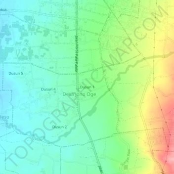 Mapa topográfico Dusun 1, altitud, relieve