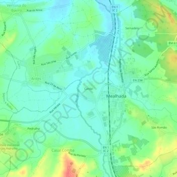 Mapa topográfico Cardal, altitud, relieve