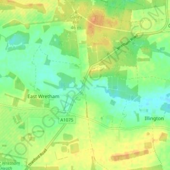 Mapa topográfico Stonebridge, altitud, relieve