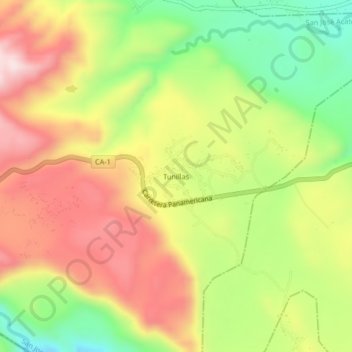 Mapa topográfico Tunillas, altitud, relieve