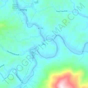 Mapa topográfico Bina, altitud, relieve