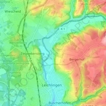 Mapa topográfico Unterberg, altitud, relieve