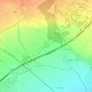 Mapa topográfico Shokr Abad, altitud, relieve