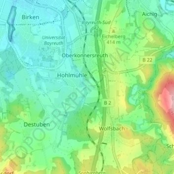 Mapa topográfico Fürsetz, altitud, relieve