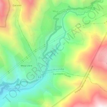 Mapa topográfico Escagüey, altitud, relieve