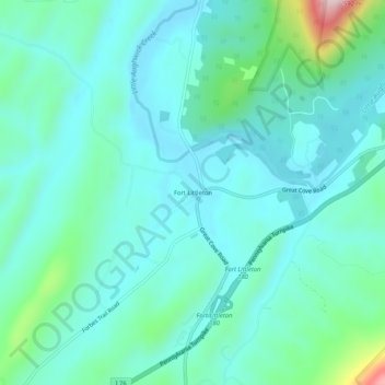 Mapa topográfico Fort Littleton, altitud, relieve