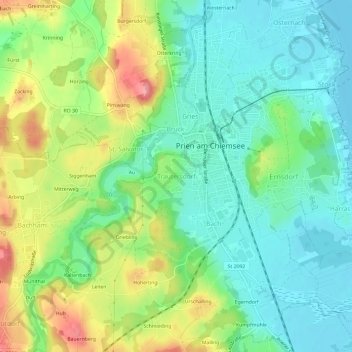 Mapa topográfico Trautersdorf, altitud, relieve