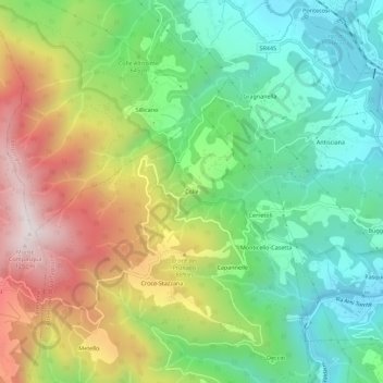 Mapa topográfico Colle, altitud, relieve