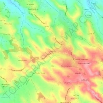 Mapa topográfico La Mestrié, altitud, relieve