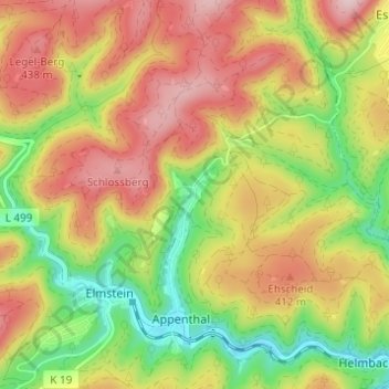 Mapa topográfico Harzofen, altitud, relieve