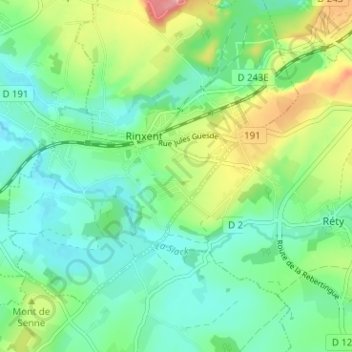 Mapa topográfico Fond Lorraine, altitud, relieve