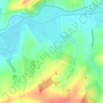 Mapa topográfico Le Buhey, altitud, relieve