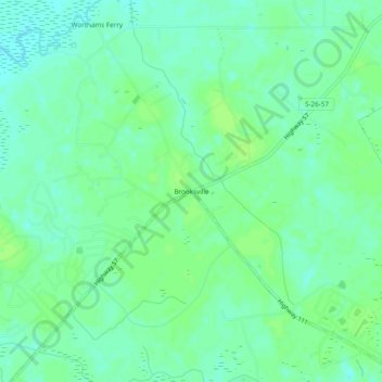 Mapa topográfico Brooksville, altitud, relieve