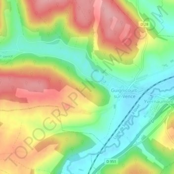 Mapa topográfico Bois de la Rochette, altitud, relieve
