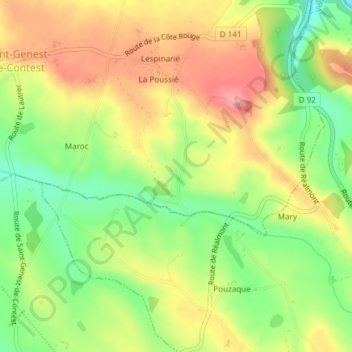 Mapa topográfico Perramond, altitud, relieve