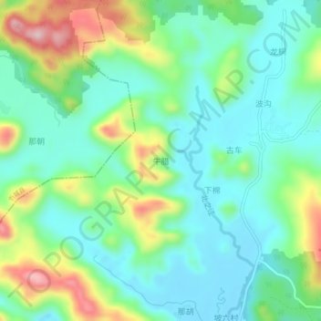 Mapa topográfico 牛腊, altitud, relieve
