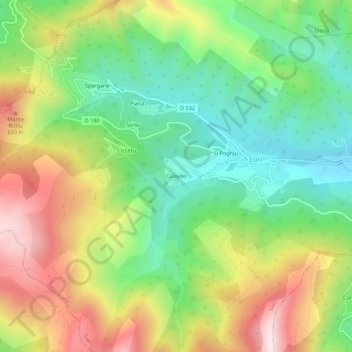 Mapa topográfico Castello, altitud, relieve