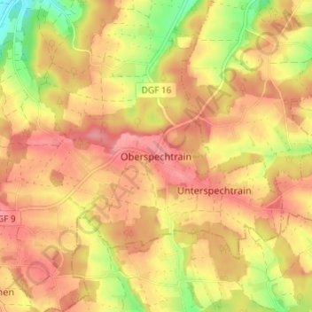 Mapa topográfico Oberspechtrain, altitud, relieve