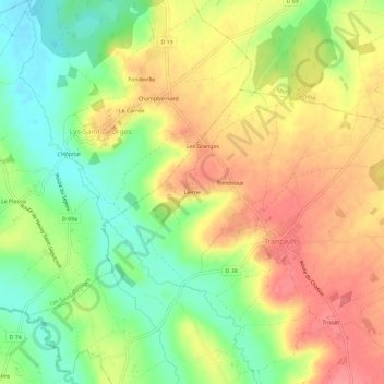 Mapa topográfico Lierne, altitud, relieve