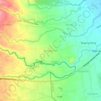 Mapa topográfico Matipunso, altitud, relieve