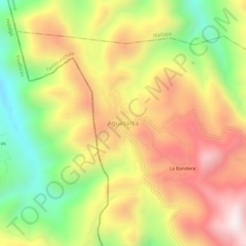 Mapa topográfico Aguazarca, altitud, relieve