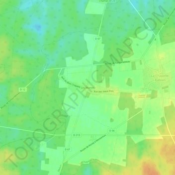 Mapa topográfico Les Montils, altitud, relieve